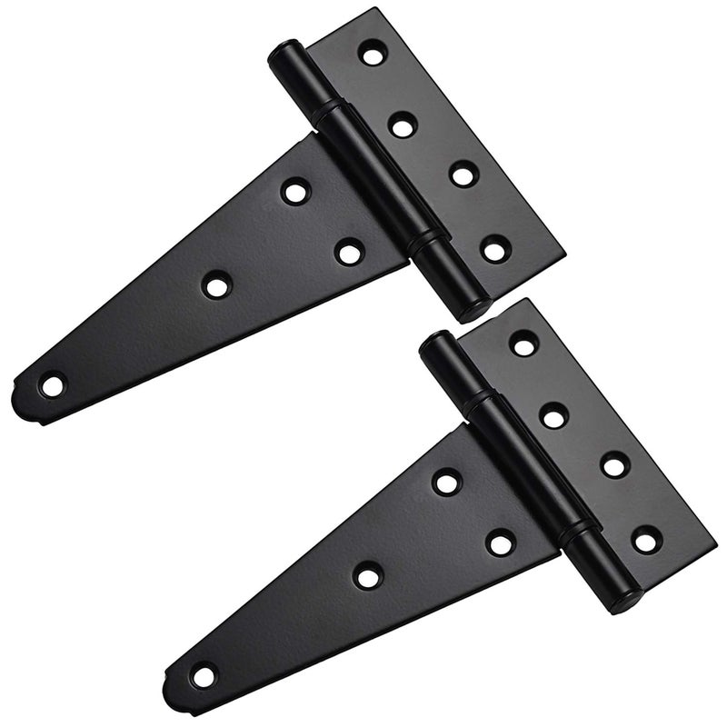 SANKINS 6 Inch T-Strap Shed Door Hinges Heavy Duty,Black Tee Hinge for Wooden Fences,Yard Door,Barn Door Gates, Wrought Hardware Rustproof,2Pack/Set - Image 5
